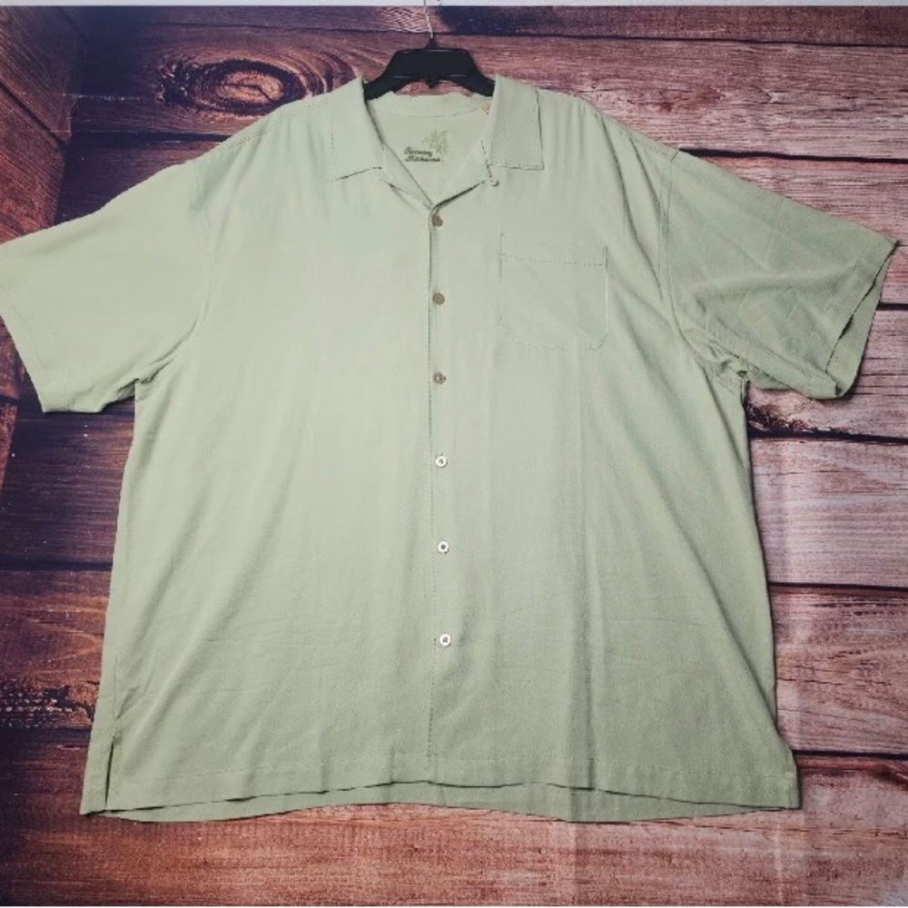 Tommy Bahama Hawaiian palm 100% Silk Shirt Size XXL green